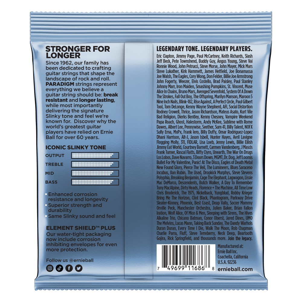 Ernie Ball 2018 Paradigm Electric Guitar Strings Skinny Primo Slinky 9.5-44