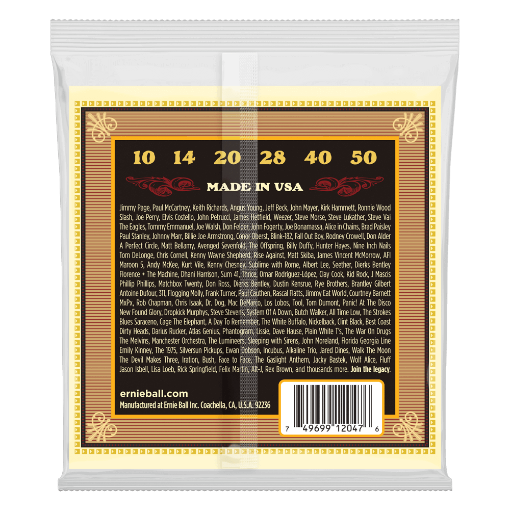 Ernie Ball 2047 Earthwood Acoustic Guitar Strings 80/20 Bronze Silk & Steel Extra Soft 10-50