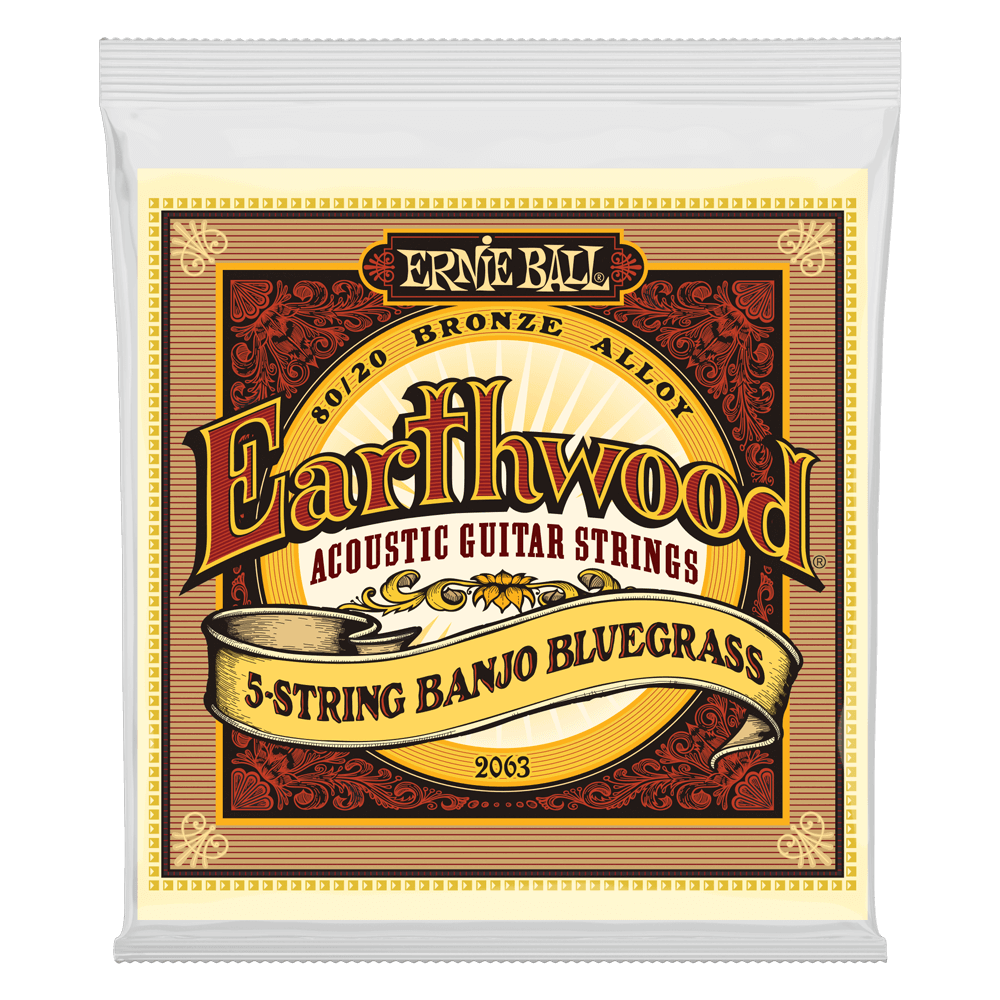 Ernie Ball 2063 Earthwood 5-String Banjo Strings Bluegrass 80/20 Bronze 9-20 (Loop End)