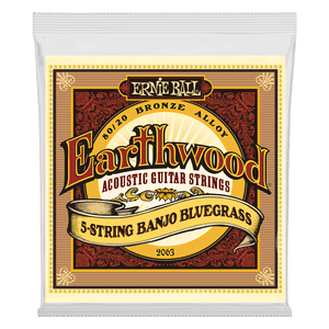 Ernie Ball 2063 Earthwood 5-String Banjo Strings Bluegrass 80/20 Bronze 9-20 (Loop End)