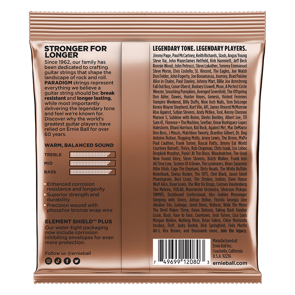 Ernie Ball 2080 Paradigm Acoustic Guitar Strings Phosphor Bronze Extra Light 10-50