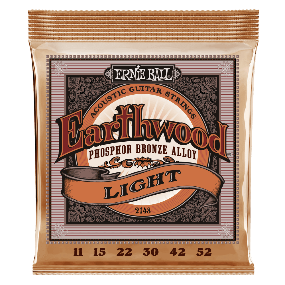 Ernie Ball 2148 Earthwood Acoustic Guitar Strings Phosphor Bronze Light 11-52