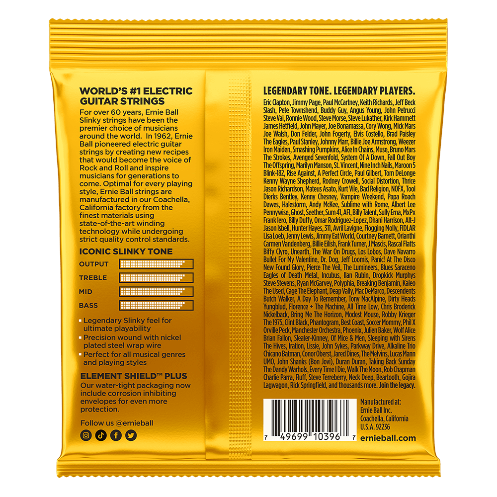 Ernie Ball 2216 Electric Guitar Strings Slinky Nickel Wound Skinny Top Beefy Bottom 10-54