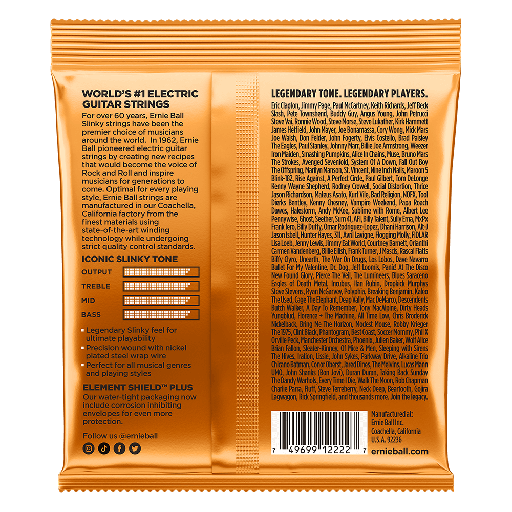 10 x Ernie Ball 2222 Electric Guitar Strings Slinky Nickel Wound Hybrid 9-46