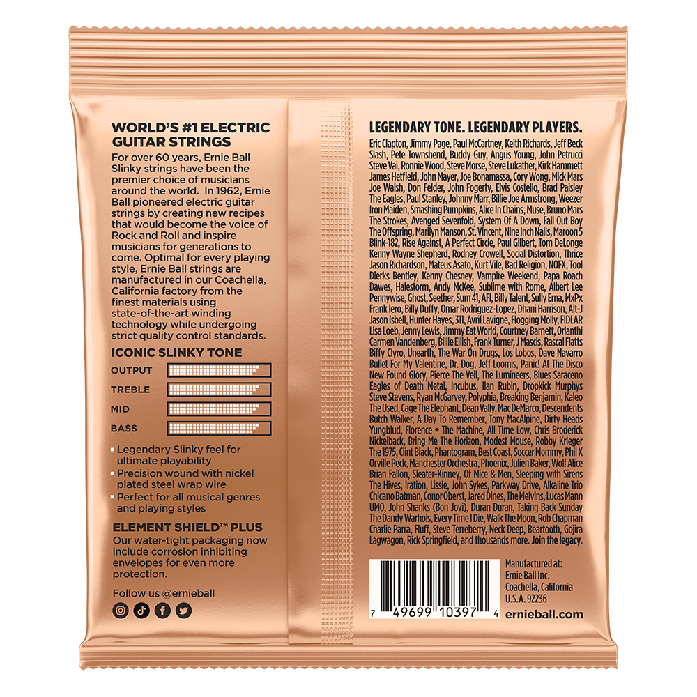Ernie Ball 2224 Electric Guitar Strings Slinky Nickel Wound Turbo 9.5-46