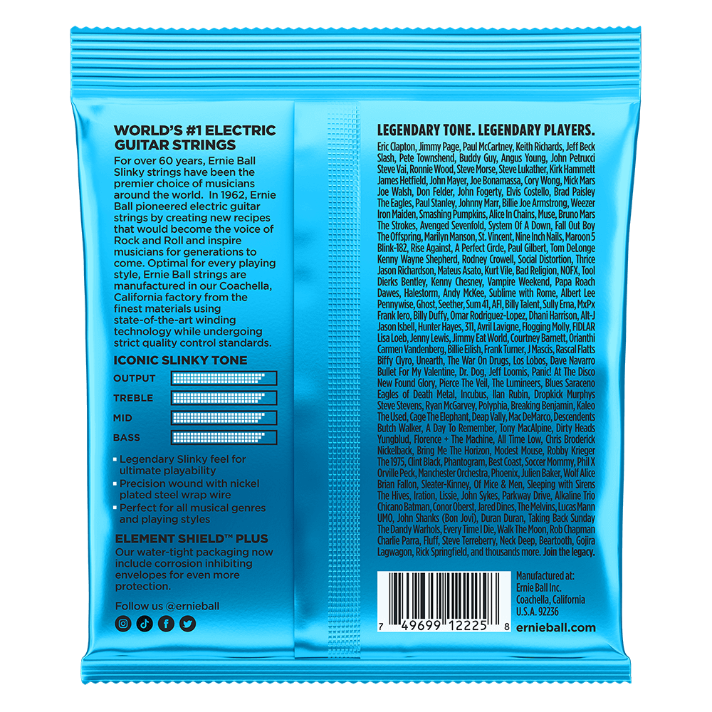 10 x Ernie Ball 2225 Electric Guitar Strings Slinky Nickel Wound Extra 8-38