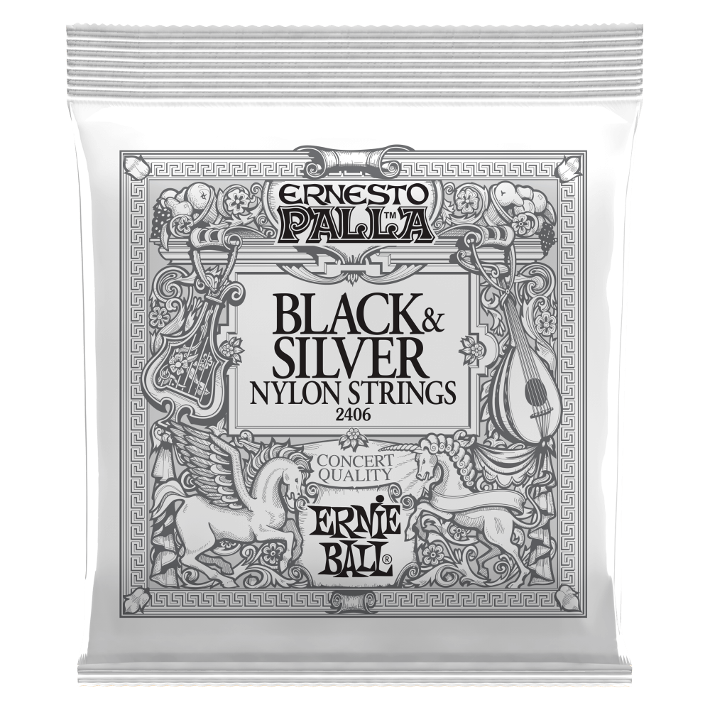Ernie Ball 2406 Ernesto Palla Classical Nylon Guitar Strings Black &amp; Silver 28-42