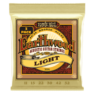 Ernie Ball 3004 Earthwood Acoustic Guitar Strings 80/20 Bronze Light 11-52 (3 Pack)