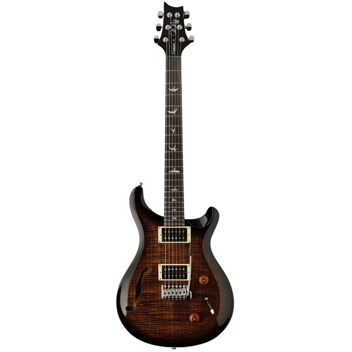 PRS Paul Reed Smith SE Custom 22 Semi Hollow Electric Guitar Black Gold Burst w/ Violin Top Carve