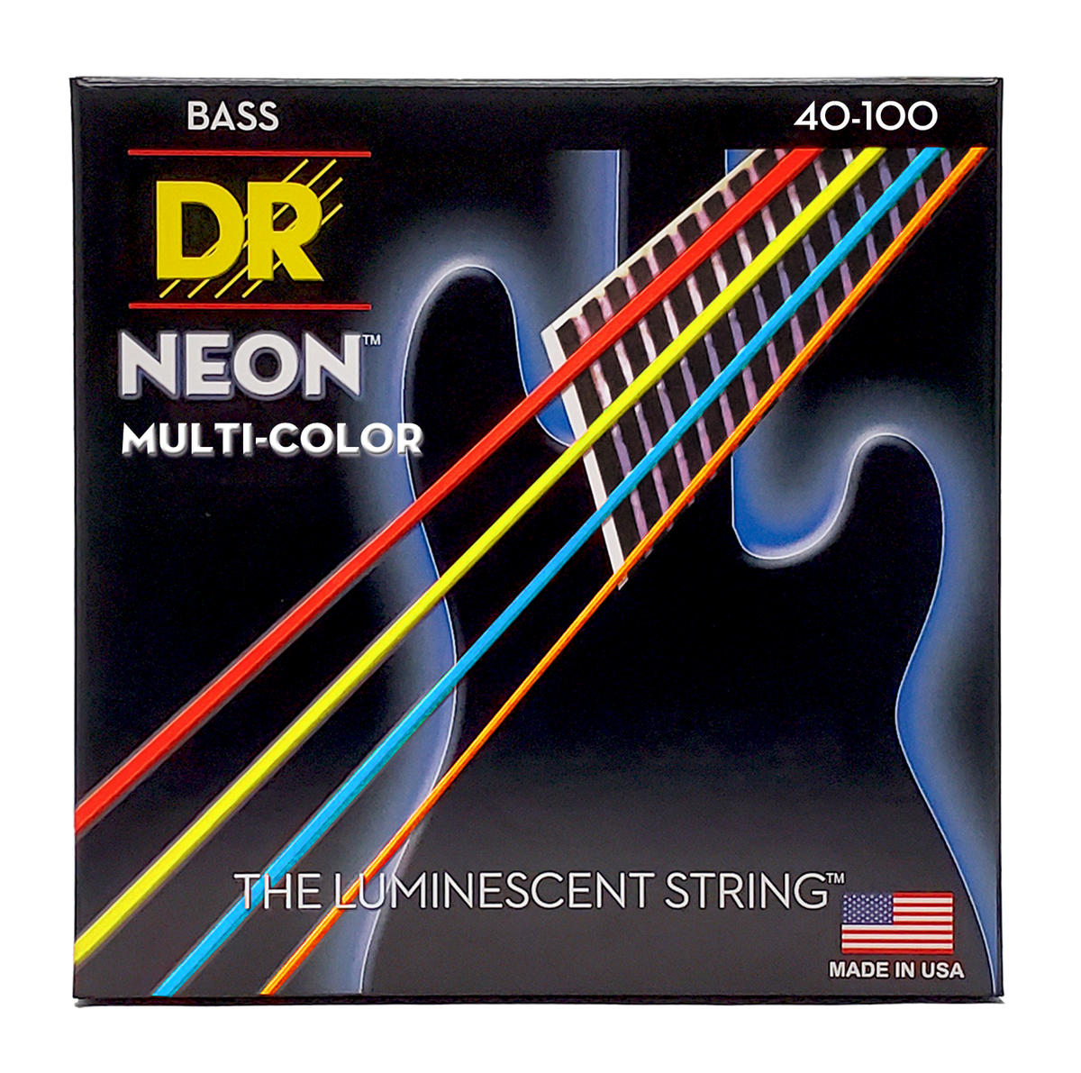 DR HI-DEF NEON NMCB-40 Multi-Color Colored Bass Guitar Strings: Light 40-100