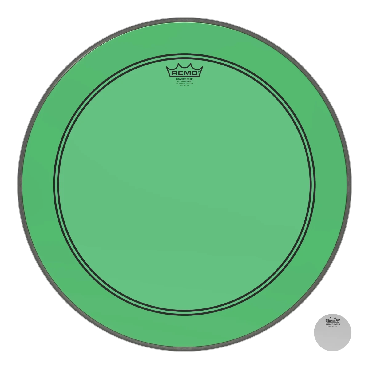 Remo P3-1320-CT-GN Powerstroke 3 Colortone GREEN Bass Drum Head Skin 20 Inch PS3 20" w/ Falam Patch