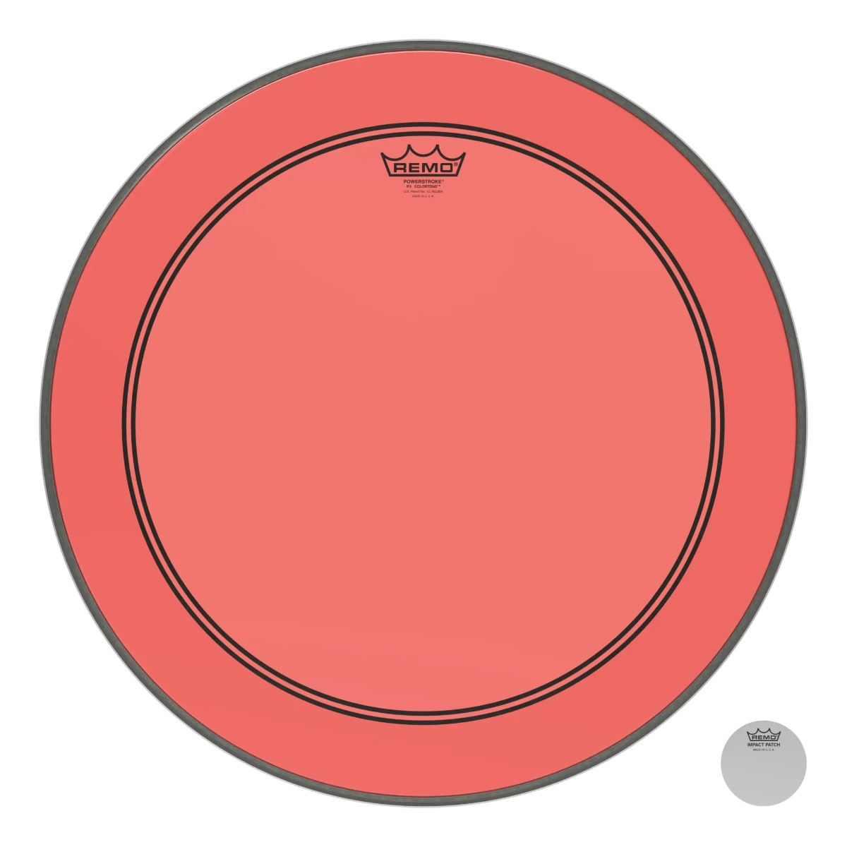 Remo P3-1320-CT-RD Powerstroke 3 Colortone RED Bass Drum Head Skin 20 Inch PS3 20" w/ Falam Patch