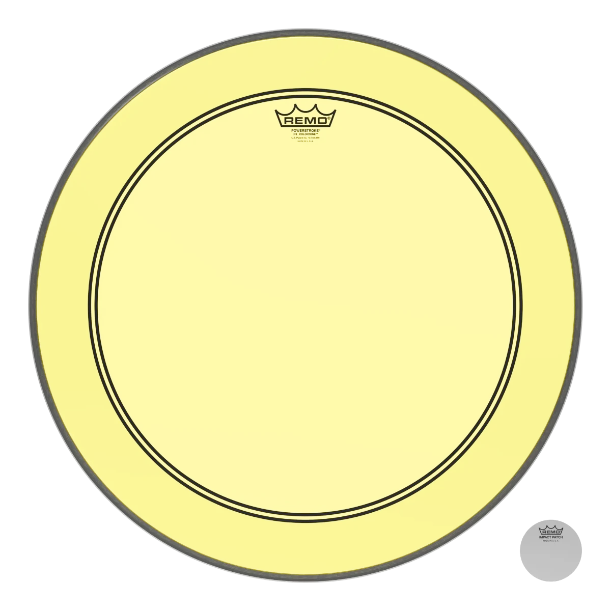 Remo P3-1320-CT-YE Powerstroke 3 Colortone YELLOW Bass Drum Head Skin 20 Inch PS3 20" w/ Falam Patch