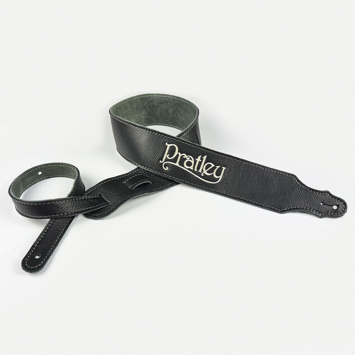 Pratley 2.5" Leather Strap w/ Suede Backing &amp; Embroidered Logo - Black