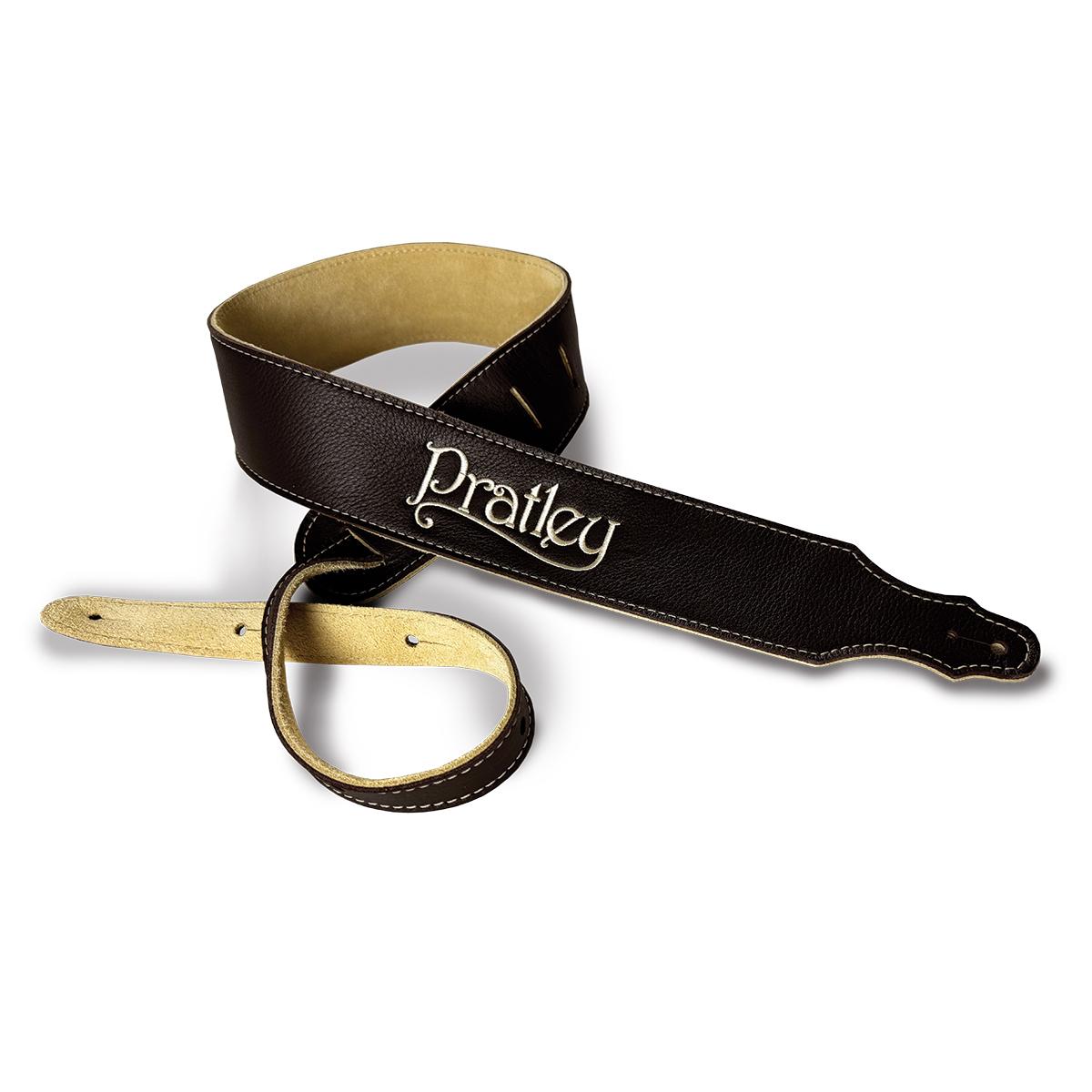 Pratley 2.5" Leather Strap w/ Suede Backing &amp; Embroidered Logo - Chocolate