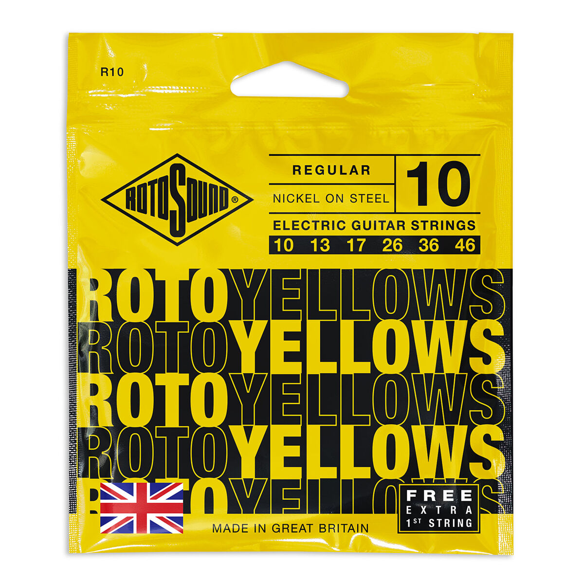Rotosound Roto Yellows Electric Guitar Strings Set Regular 10-46 [R10]