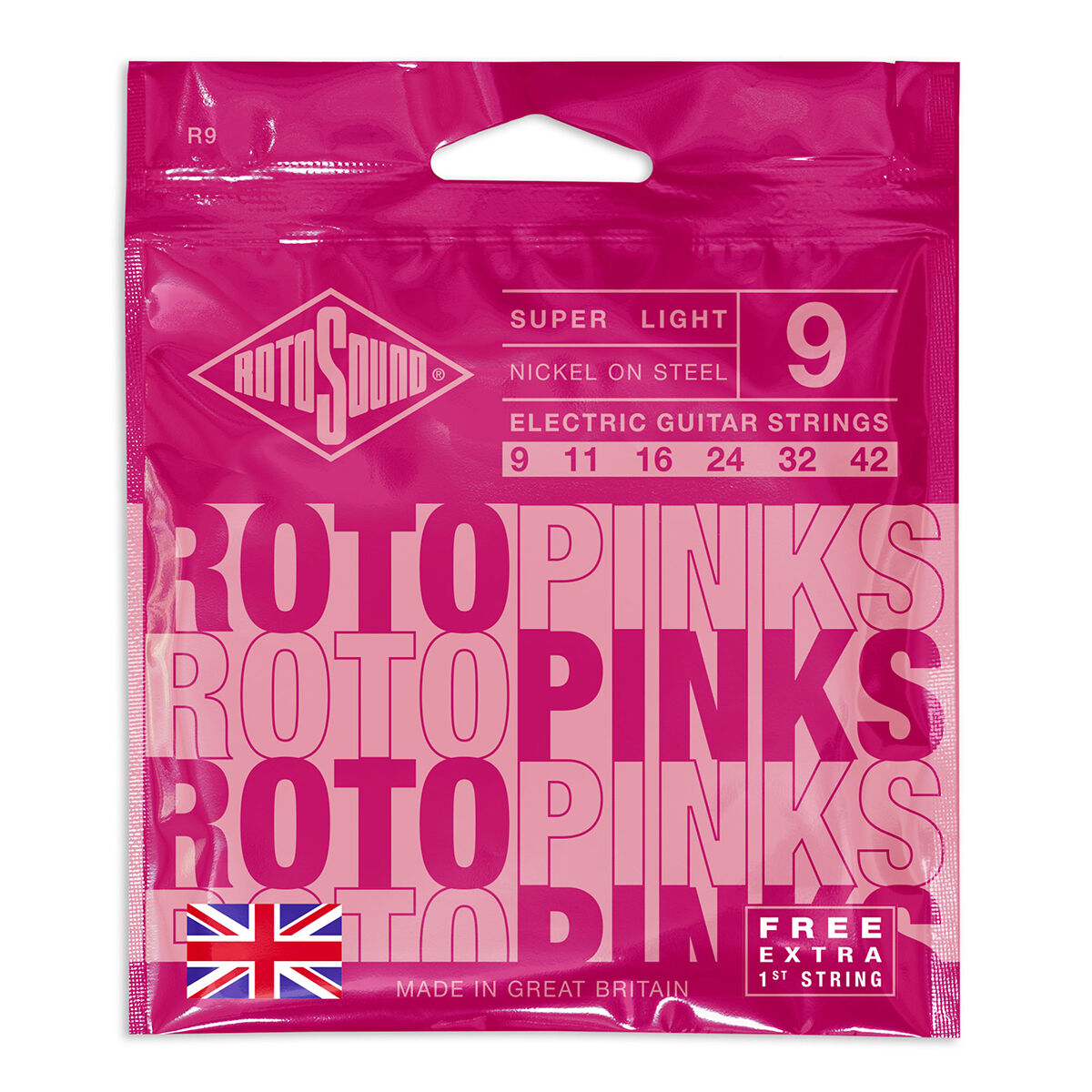 Rotosound Roto Pinks Electric Guitar Strings Set Super Light 9-42 [R9]