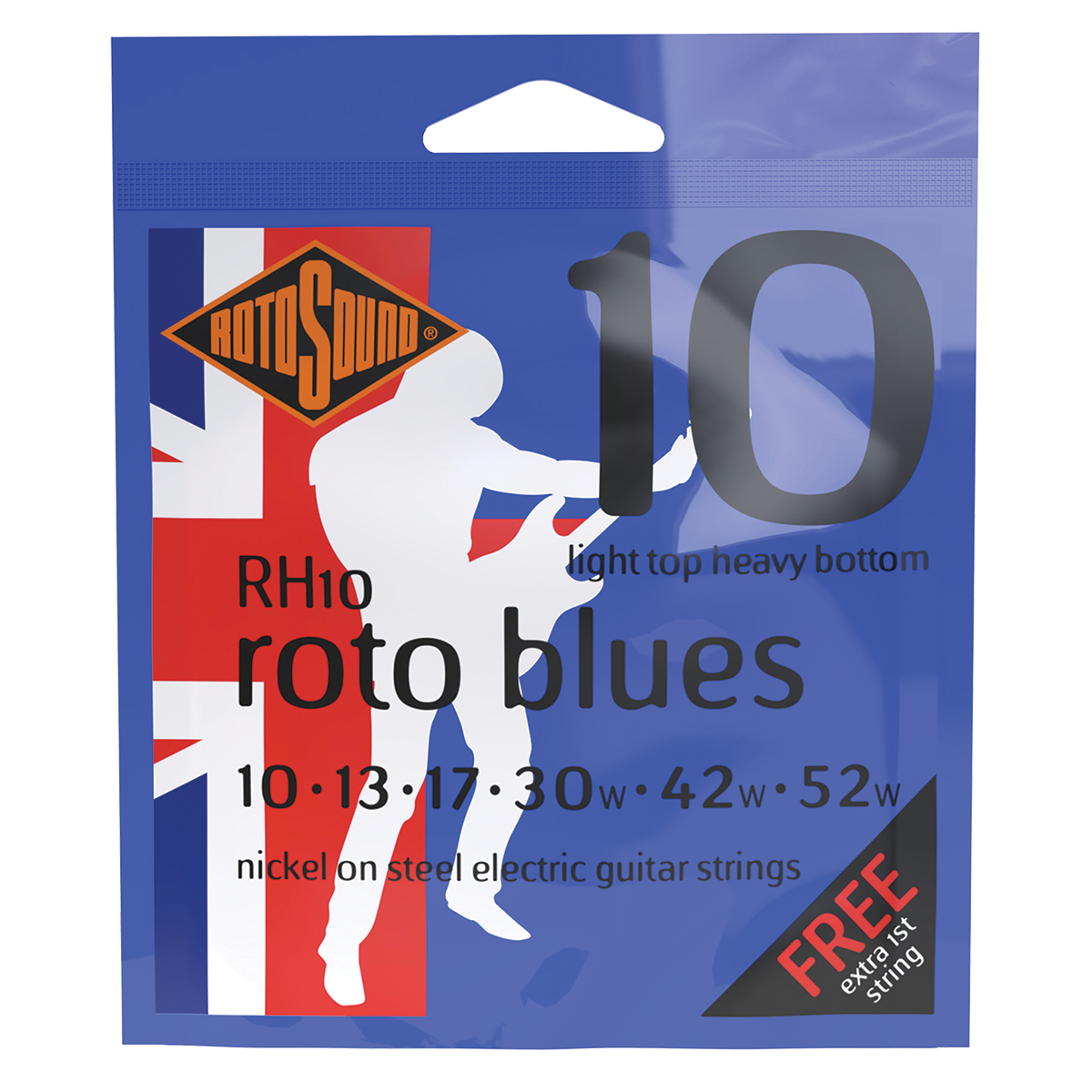 Rotosound Roto Blues Electric Guitar Strings Set Light Top/Heavy Bottom 10-52 [RH10]