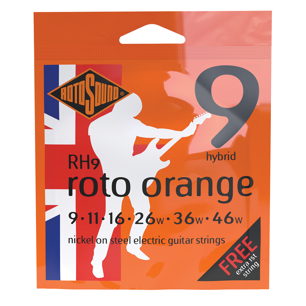 Rotosound Roto Orange Electric Guitar Strings Set Hybrid 9-46 [RH9]