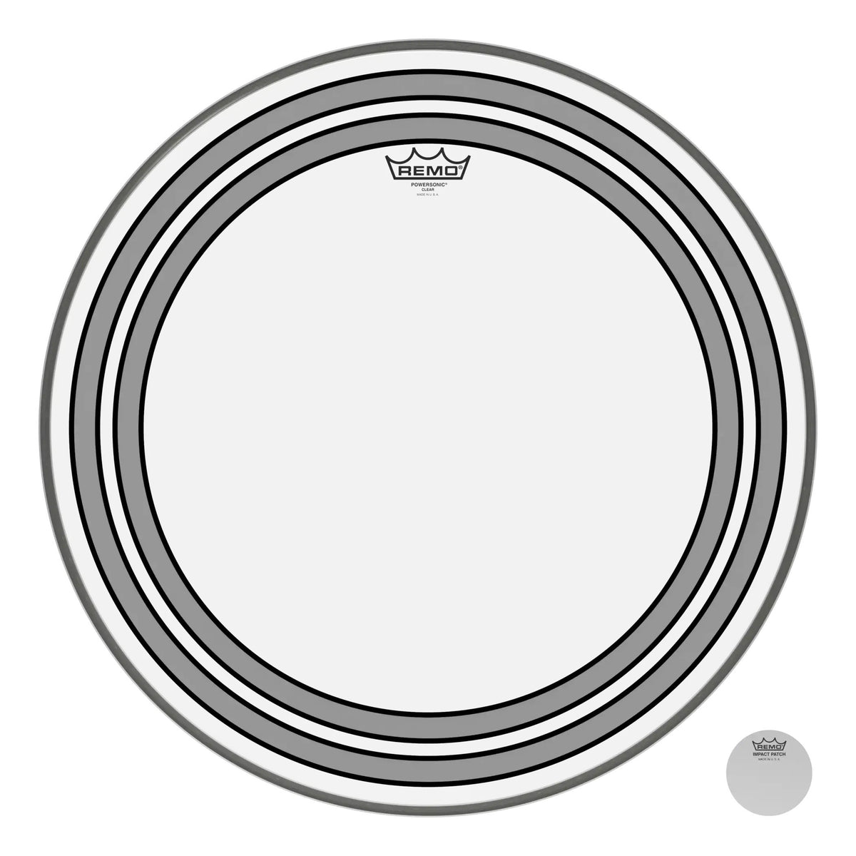 Remo PW-1320-00 Powersonic Bass Drum Head Skin 20 Inch Clear 20"