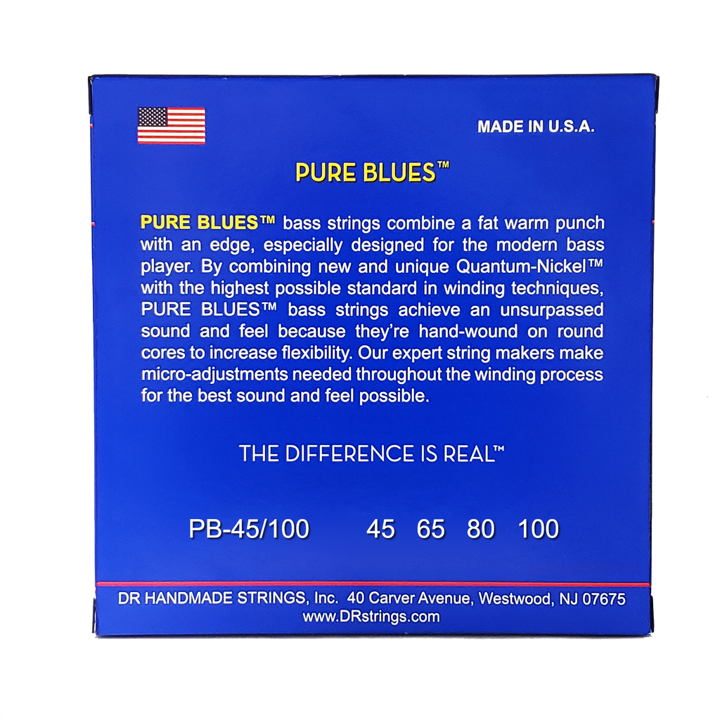 DR PURE BLUES PB-45/100 Quantum Nickel Bass Guitar Strings: Light to Medium 45-100