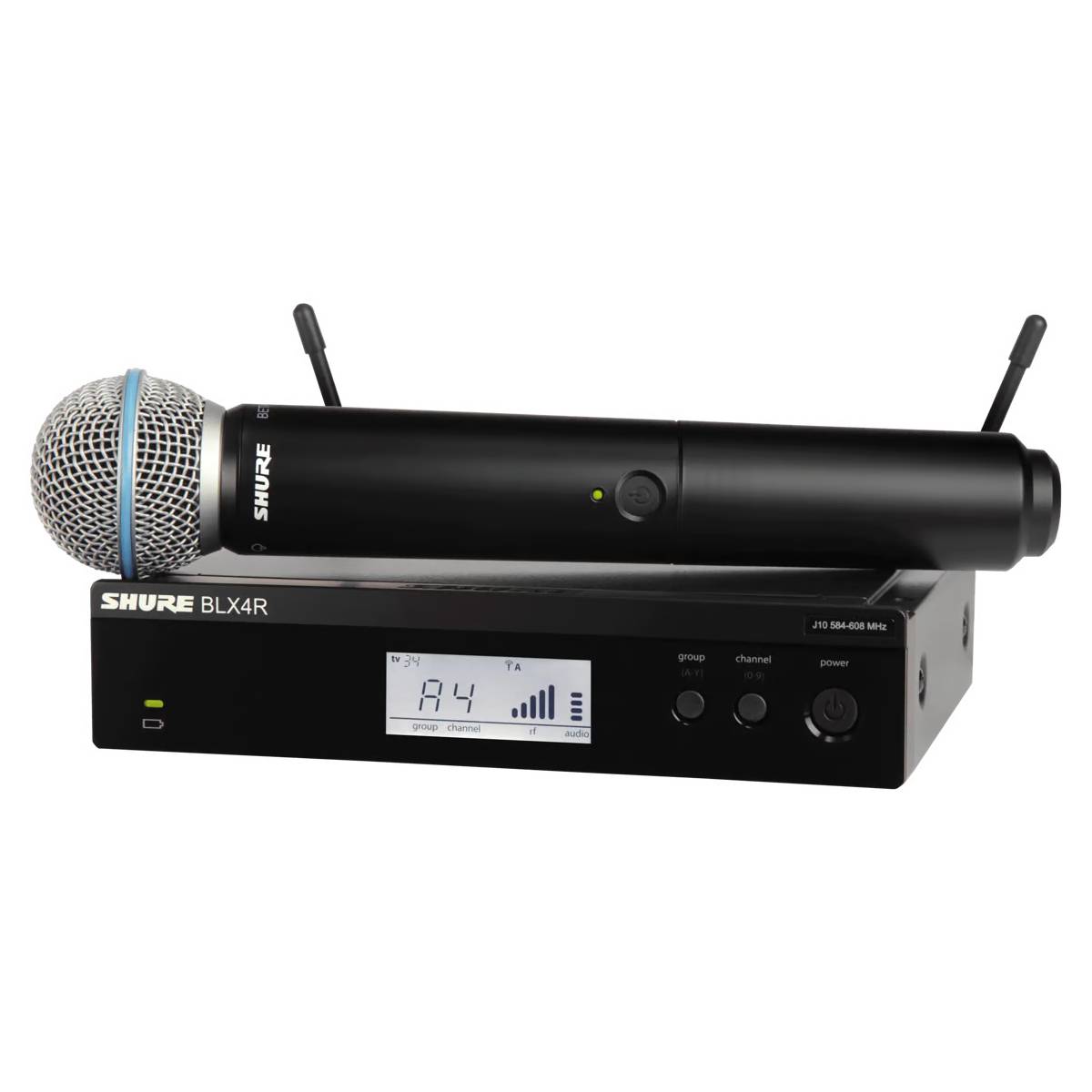 Shure BLX4R Wireless Microphone System Beta58 Handheld Vocal Mic – BLX24RB58 - M17 (662-686MHz)