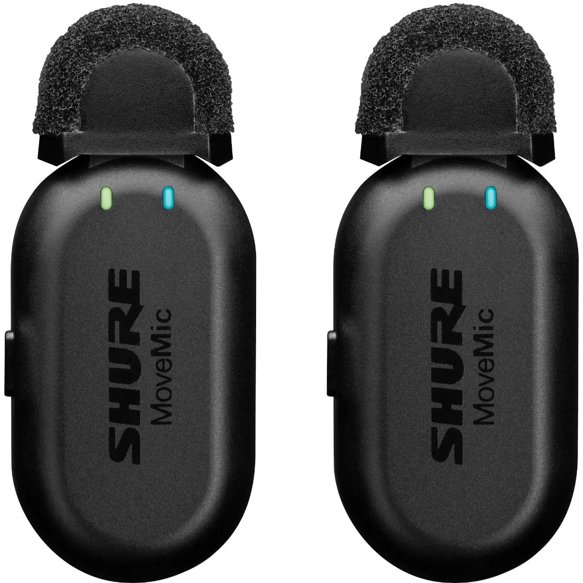 Shure MoveMic Two Dual-Channel Wireless Lavalier Microphones w/ USB-C Cable &amp; Charging Case