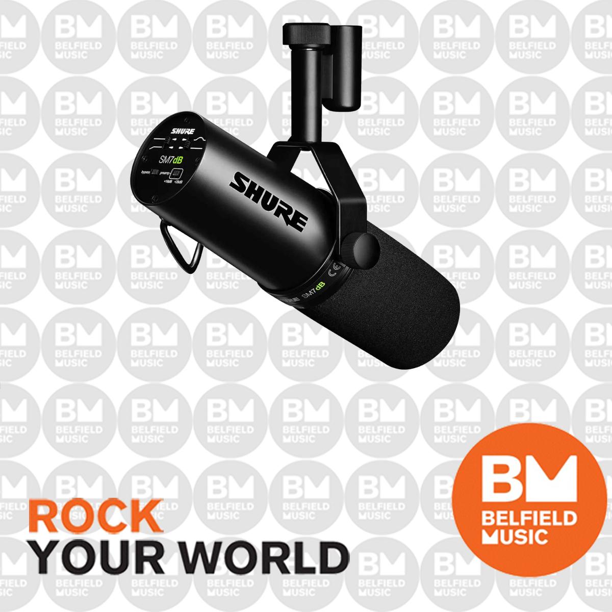 Shure SM7dB Microphone Active Dynamic Broadcast Mic Voice Over w/ Buil ...