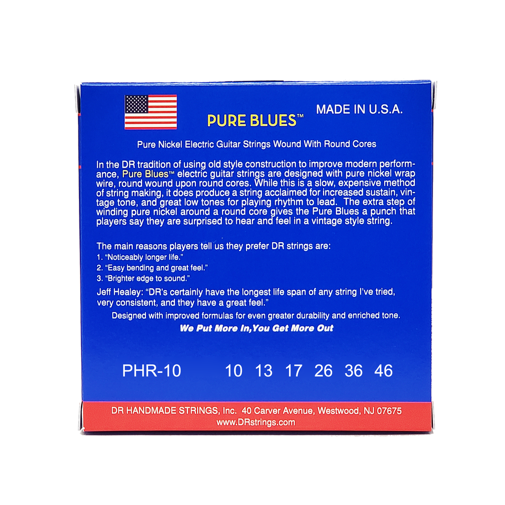 3 Pack DR PURE BLUES PHR-10-3PK Pure Nickel Electric Guitar Strings: Medium 10-46