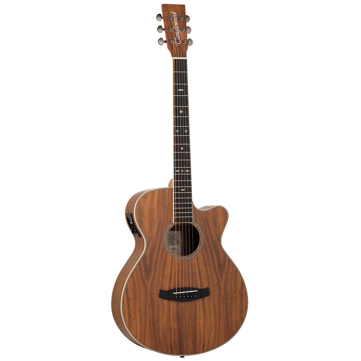Tanglewood Reunion Pro Super Folk Acoustic Guitar Solid Top All Koa Natural Satin w/ Cutaway &amp; Pickup