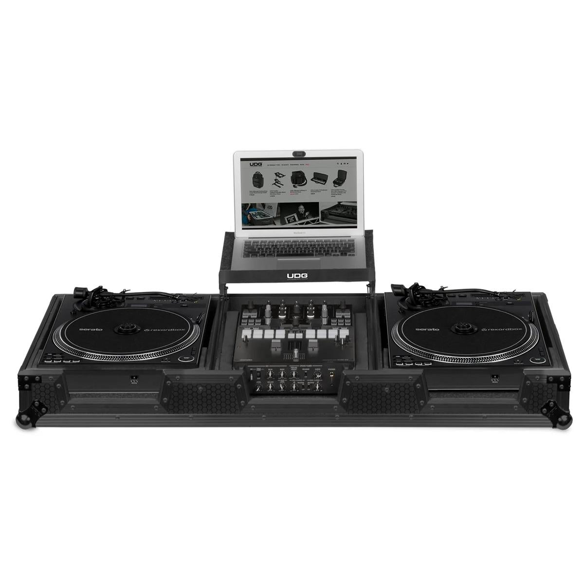 UDG U91098BL Ultimate Flight Case Set Pioneer PLX-CRSS12 &amp; 10"/12" Mixer Black w/ Laptop Shelf &amp; Wheels