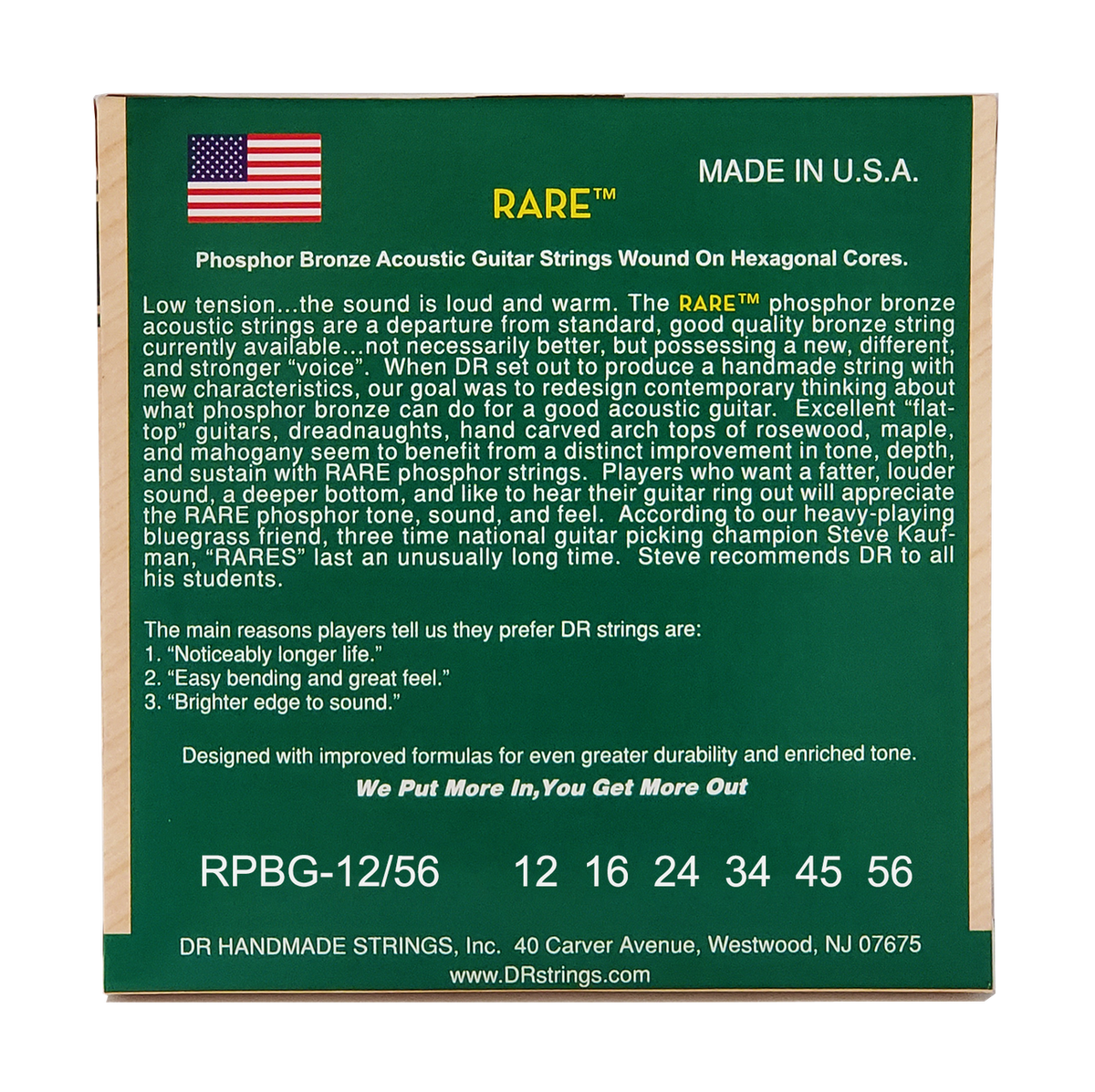 DR RARE RPBG-12/56 Phosphor Bronze Acoustic Guitar Strings: Bluegrass 12-56