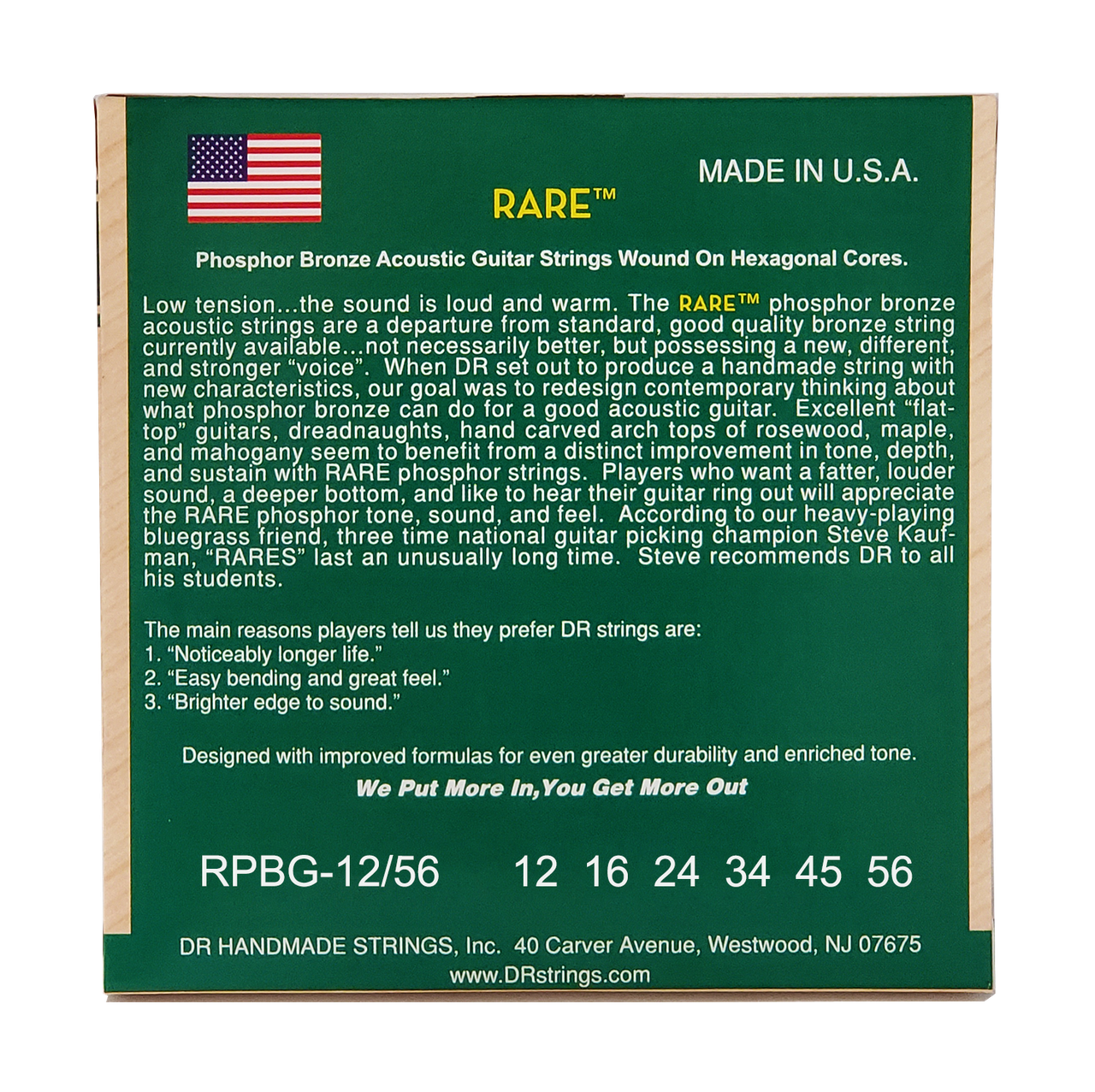 DR RARE RPBG-12/56 Phosphor Bronze Acoustic Guitar Strings: Bluegrass 12-56