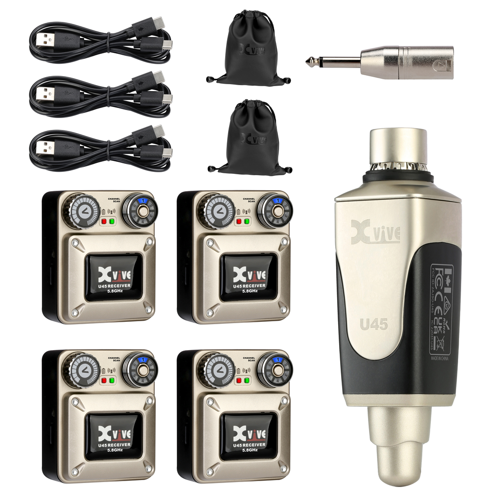 XVIVE U45R4 In-Ear Monitor Wireless System 5.8Ghz (4x Receivers)