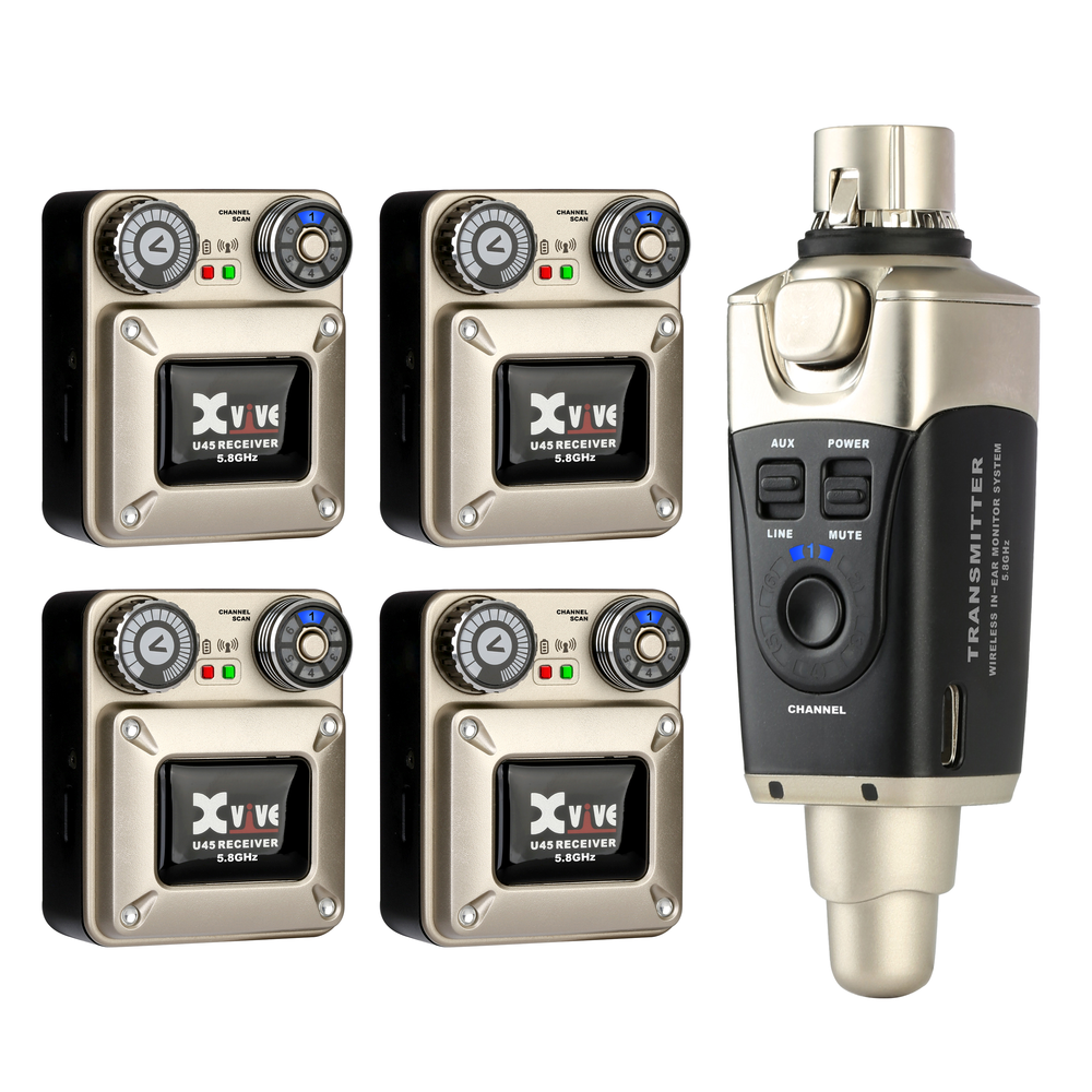 XVIVE U45R4 In-Ear Monitor Wireless System 5.8Ghz (4x Receivers)