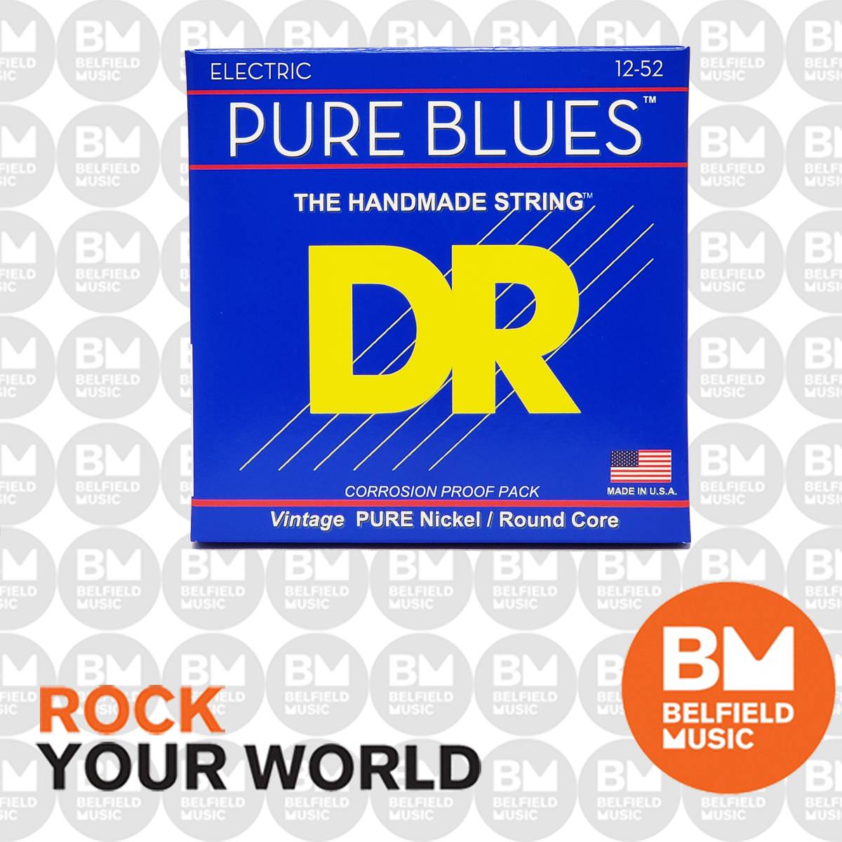 DR PURE BLUES PHR-12 Pure Nickel Electric Guitar Strings: Extra Heavy 12-52