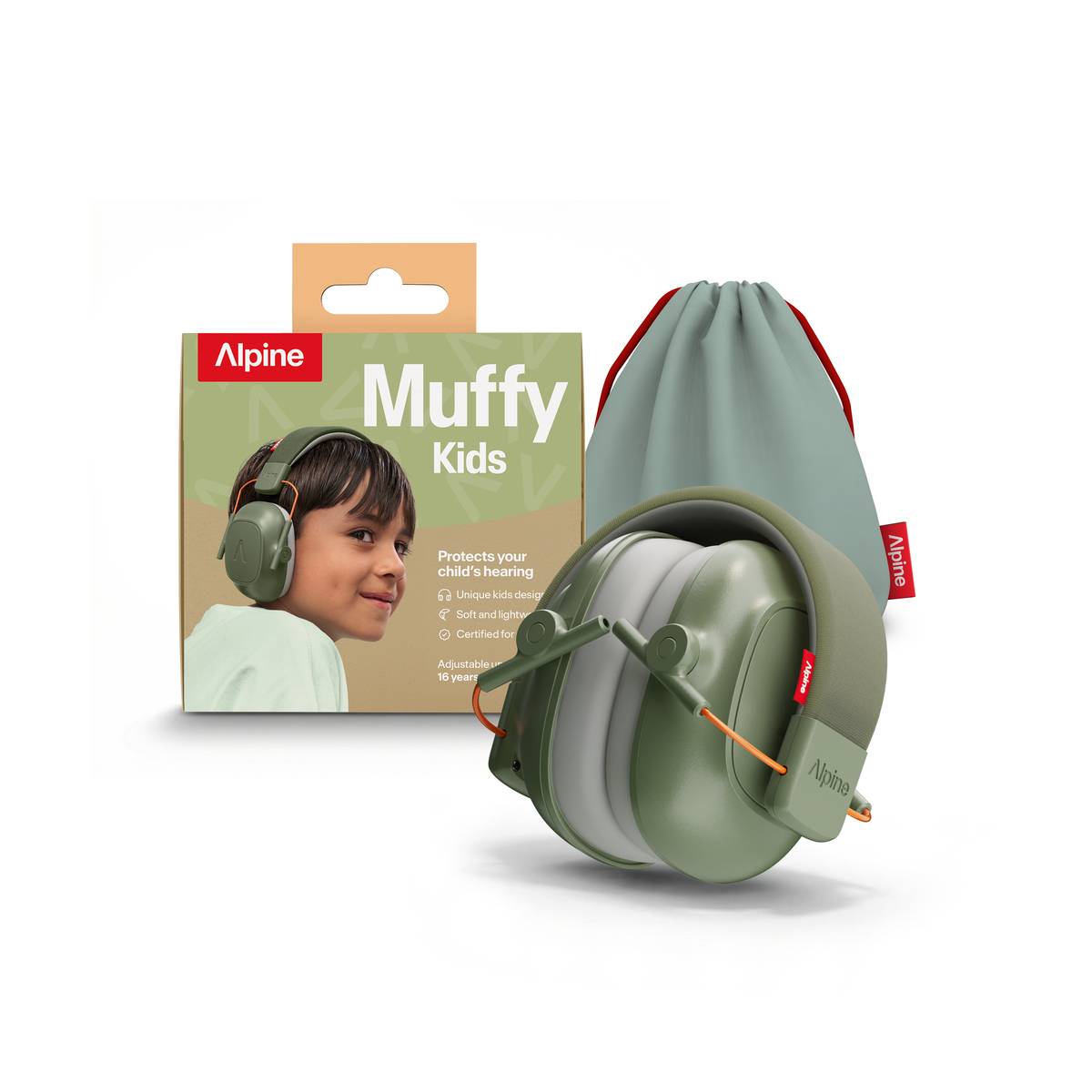 Alpine Muffy Kids Earmuffs Hearing Protection - Green