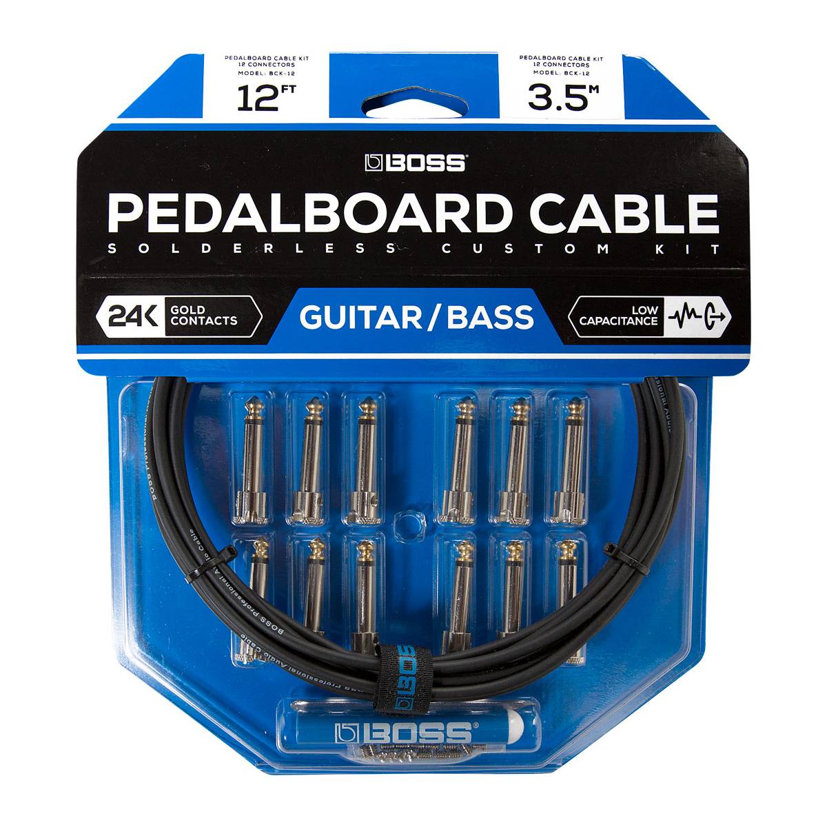 Boss BCK-12 Solderless Pedalboard Cable Kit 4m (12ft) Lead w/ 12 Connectors