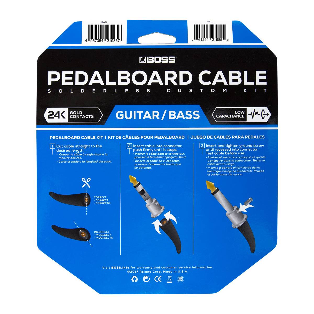 Boss BCK-24 Solderless Pedalboard Cable Kit 8m (24ft) Lead w/ 24 Connectors