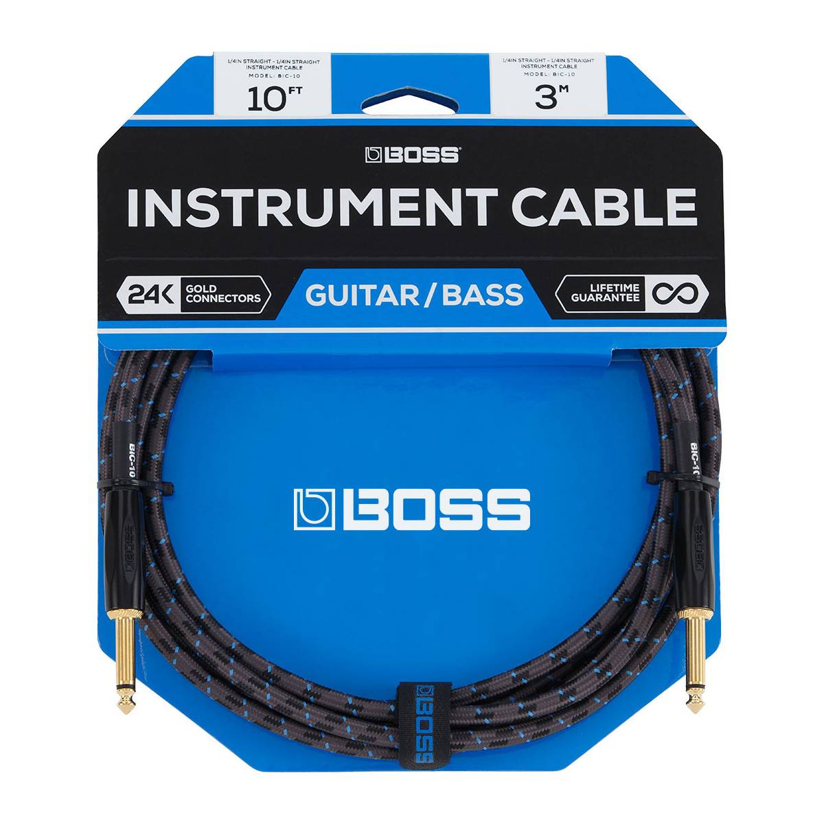 Boss BIC-10 Guitar Cable Instrument Lead 3m (10ft) - Straight to Straight