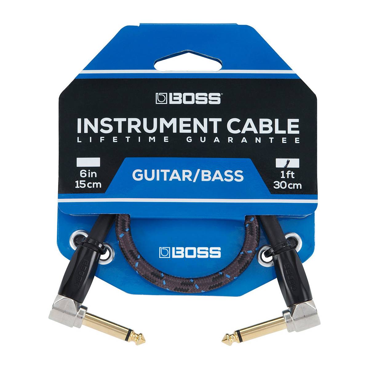 Boss BIC-1AA Guitar Patch Cable Instrument Lead 30cm (1ft) - Angled to Angled