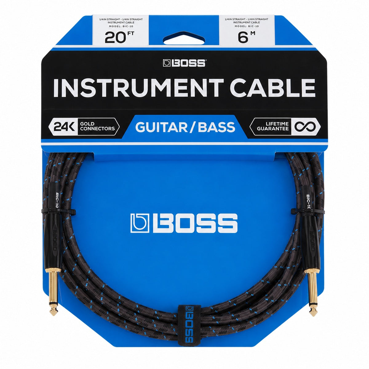 Boss BIC-20 Guitar Cable Instrument Lead 6m (20ft) - Straight to Straight