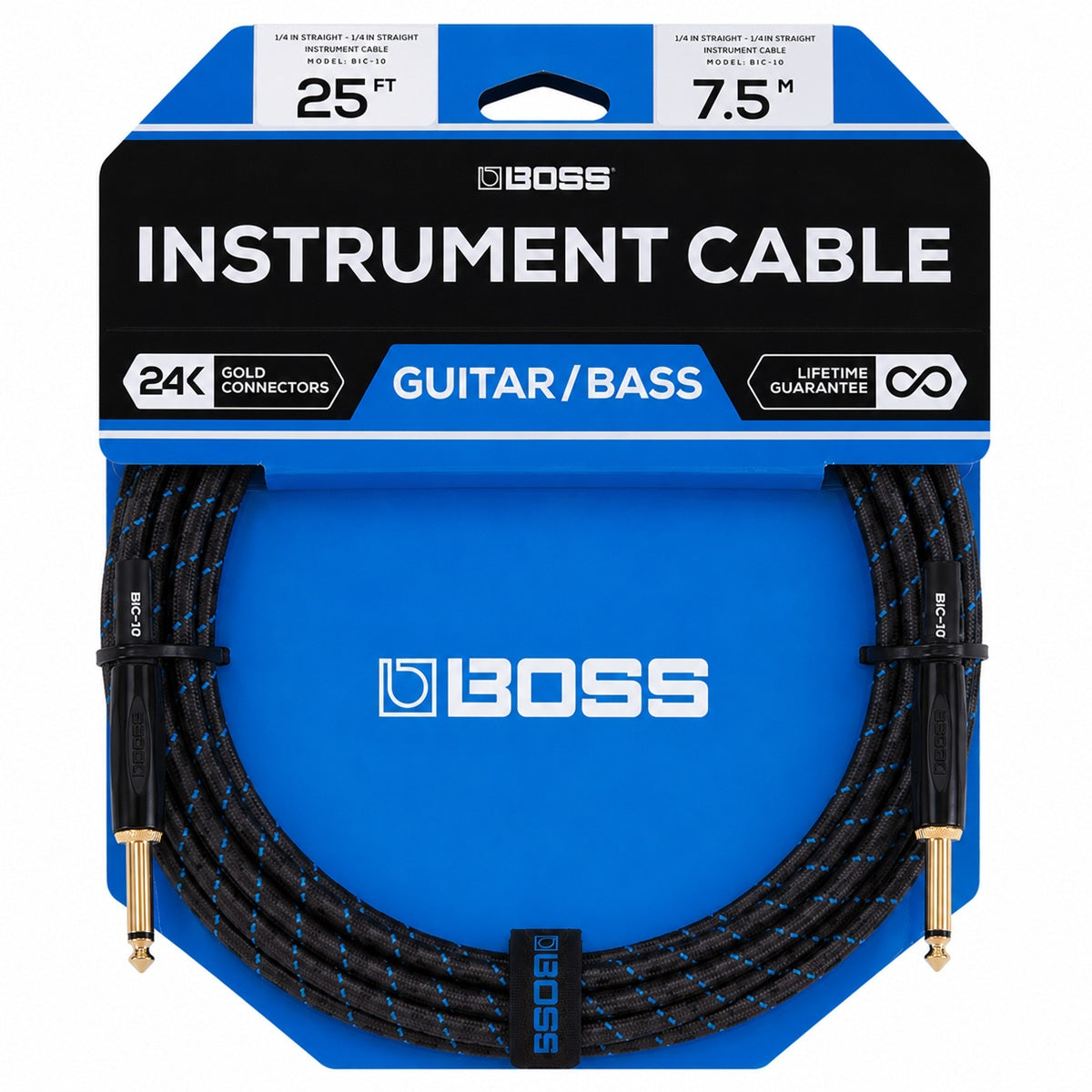Boss BIC-25 Guitar Cable Instrument Lead 7.5m (25ft) - Straight to Straight