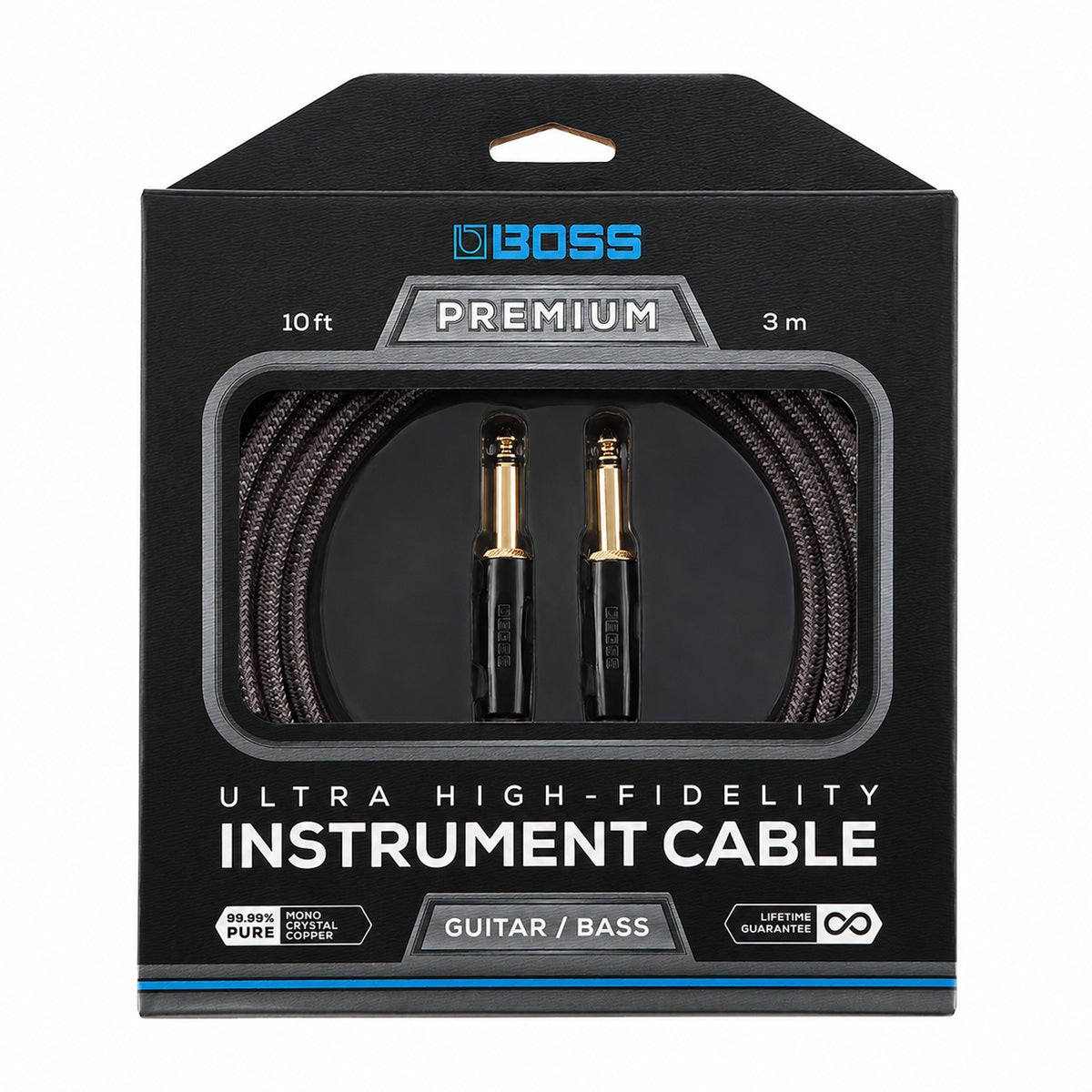 Boss BIC-P10 Premium Guitar Cable Instrument Lead 3m (10ft) - Straight to Straight