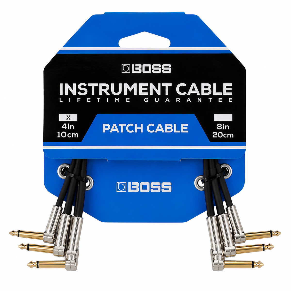 Boss BPC-4-3 Pancake Patch Cable 10cm (4inch) - Slim 1/4inch Right Angle (3 Pack)