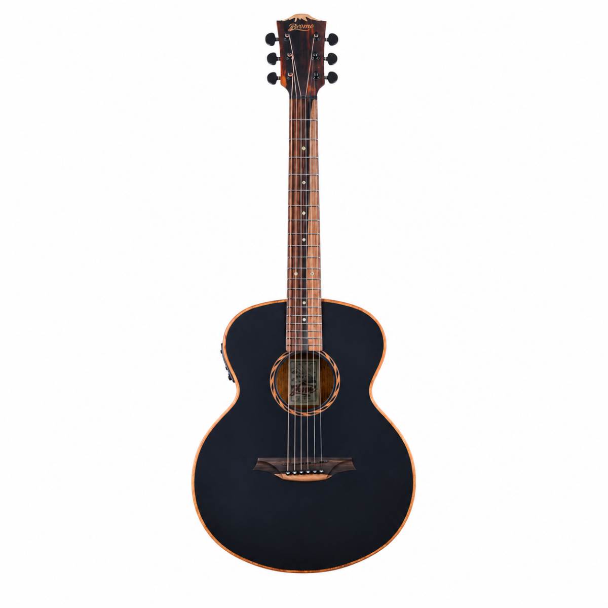Bromo BAT8MEBK Tohoma Series Mini Jumbo Acoustic Guitar Black w/ Solid Mahogany Top &amp; Pickup