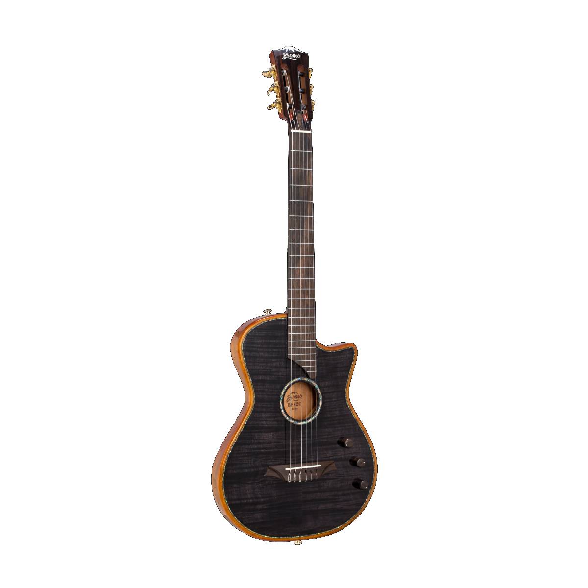 Bromo BEN2C Fusion Craft Series Classical Guitar Nylon All Solid Trans Black w/ Pickup & Cutaway