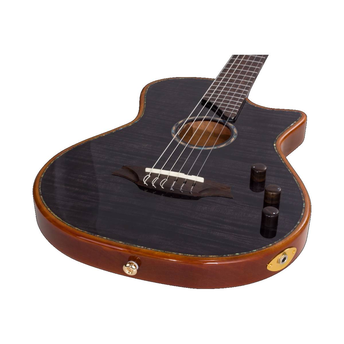 Bromo BEN2C Fusion Craft Series Classical Guitar Nylon All Solid Trans Black w/ Pickup & Cutaway