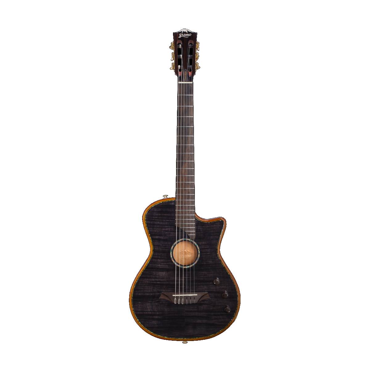 Bromo BEN2C Fusion Craft Series Classical Guitar Nylon All Solid Trans Black w/ Pickup & Cutaway