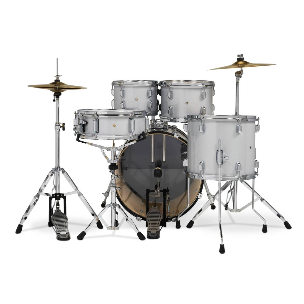 PDP DRUMS CENTREstage Drum Set 5-Piece Kit Diamond White w/ 20inch Kick - Includes Hardware, Cymbals & Throne
